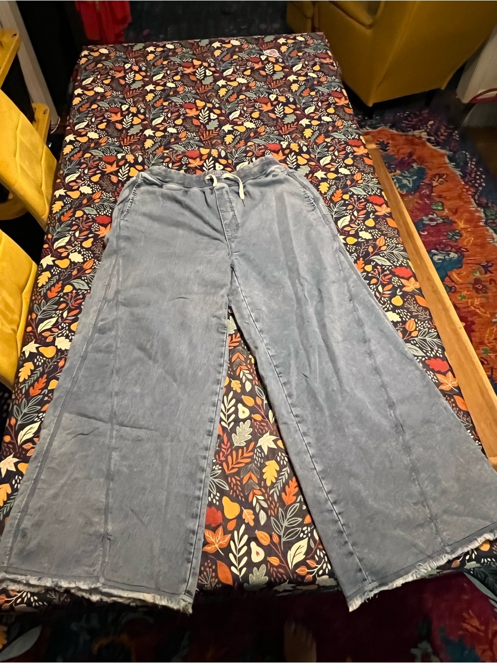 Aerie Leg wide leg Drawstring Women's Jeans in Washed Blue